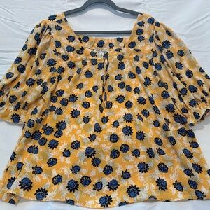Zac & Rachel Yellow and Blue Floral Blouse